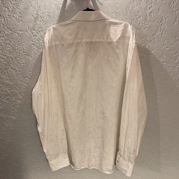 Men’s ‘Bugatchi’ White Button-Up Dress Shirt w/ Subtle Texture (XXLT) - Picture 3 of 3